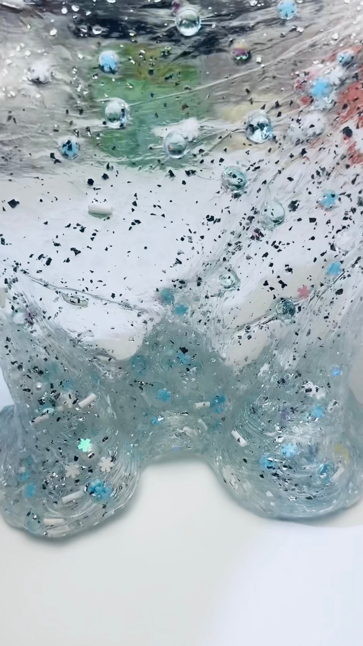 Winter in July clear slime with silver foil slime for relaxation