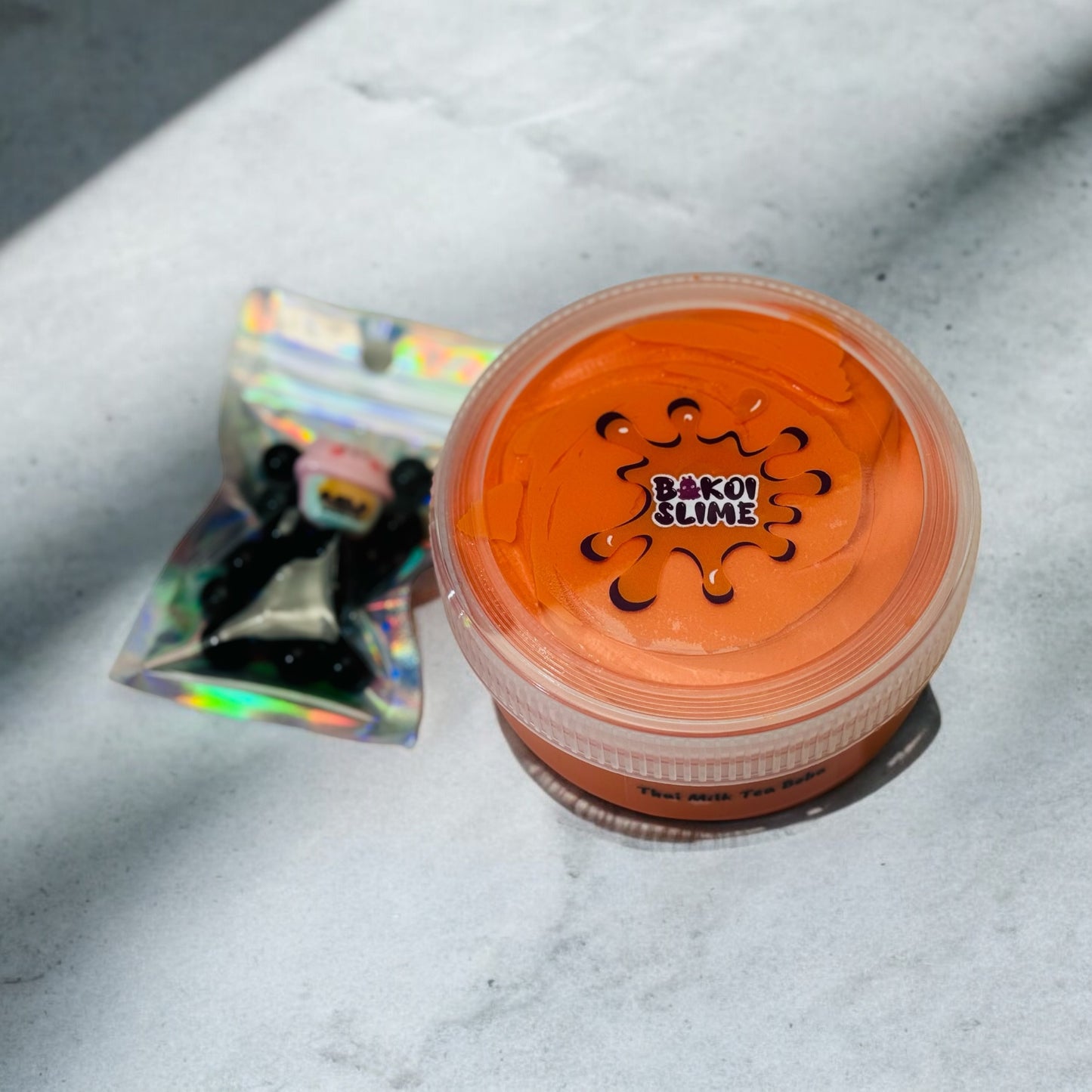 Thai Milk Tea Boba thick slime glossy slime with 10mm boba