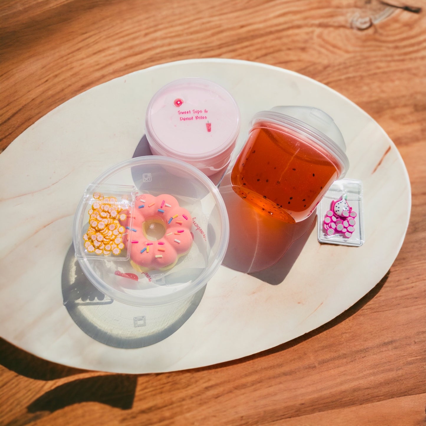 Donut DIY Slime and Dragon Fruit Drink Clear Slime Duo