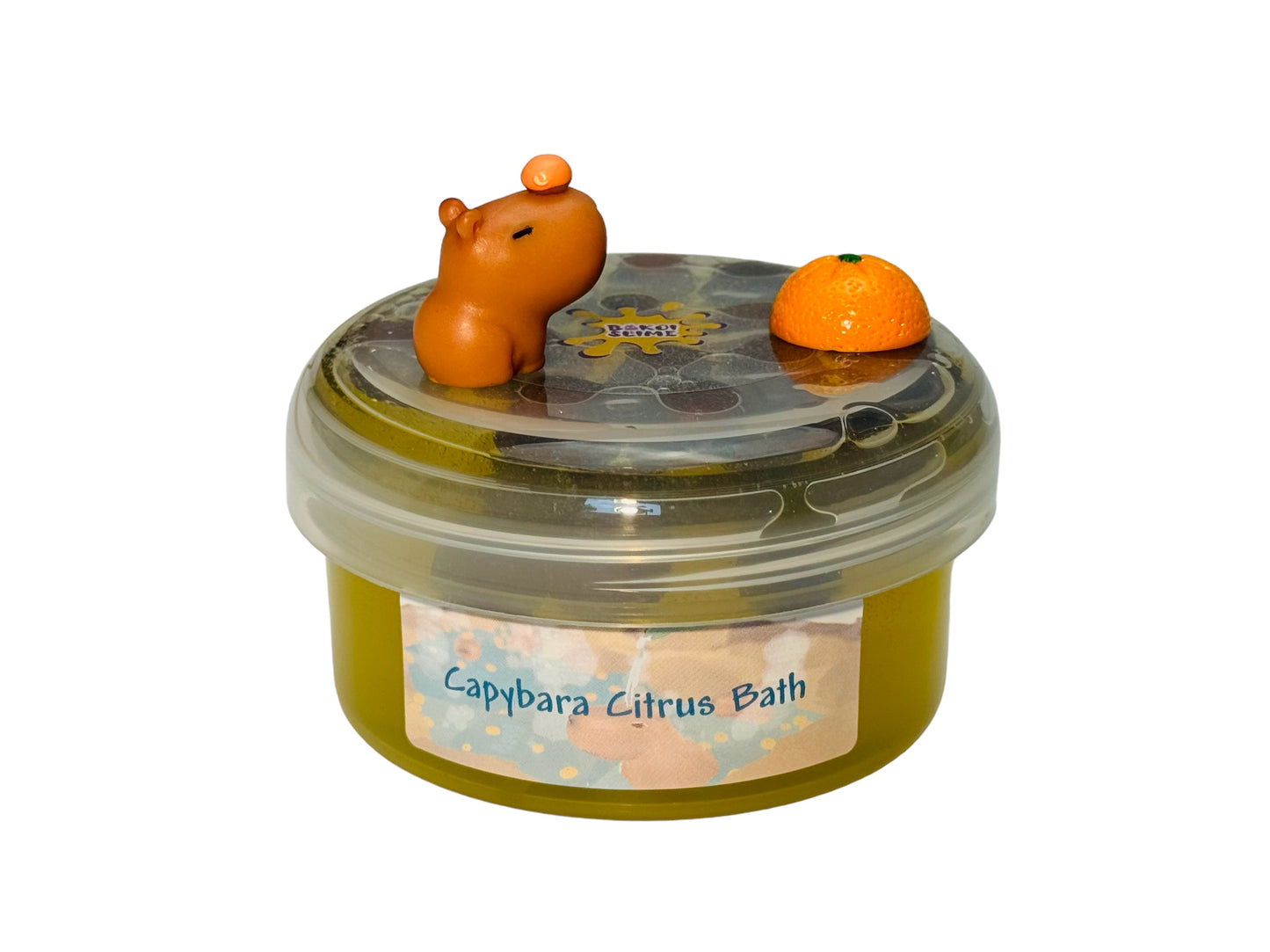 Capybara Citrus Bath Clear Slime with Pebbles