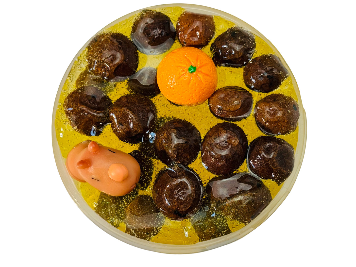 Capybara Citrus Bath Clear Slime with Pebbles