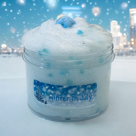 Winter in July clear slime with silver foil slime for relaxation