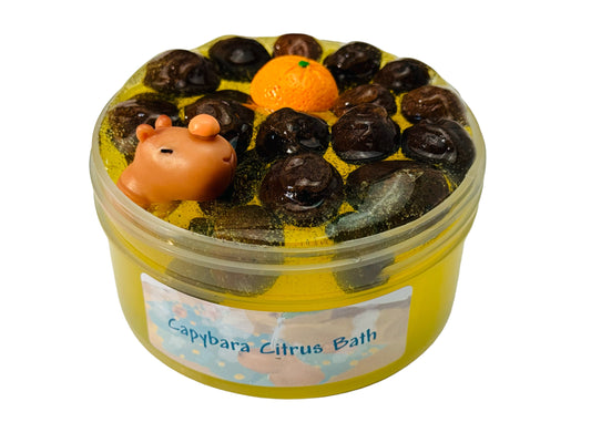 Capybara Citrus Bath Clear Slime with Pebbles